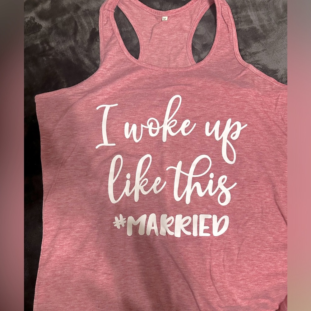 #Married - I Woke Up Like This - wedding bride tank top